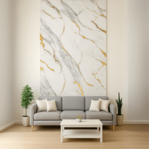 Laminas Decorativa PVC Bambu Blanco Veta Dorado