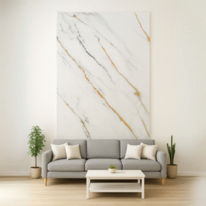 Laminas decorativa PVC Bambu Blanco Veta Dorado/Plateada