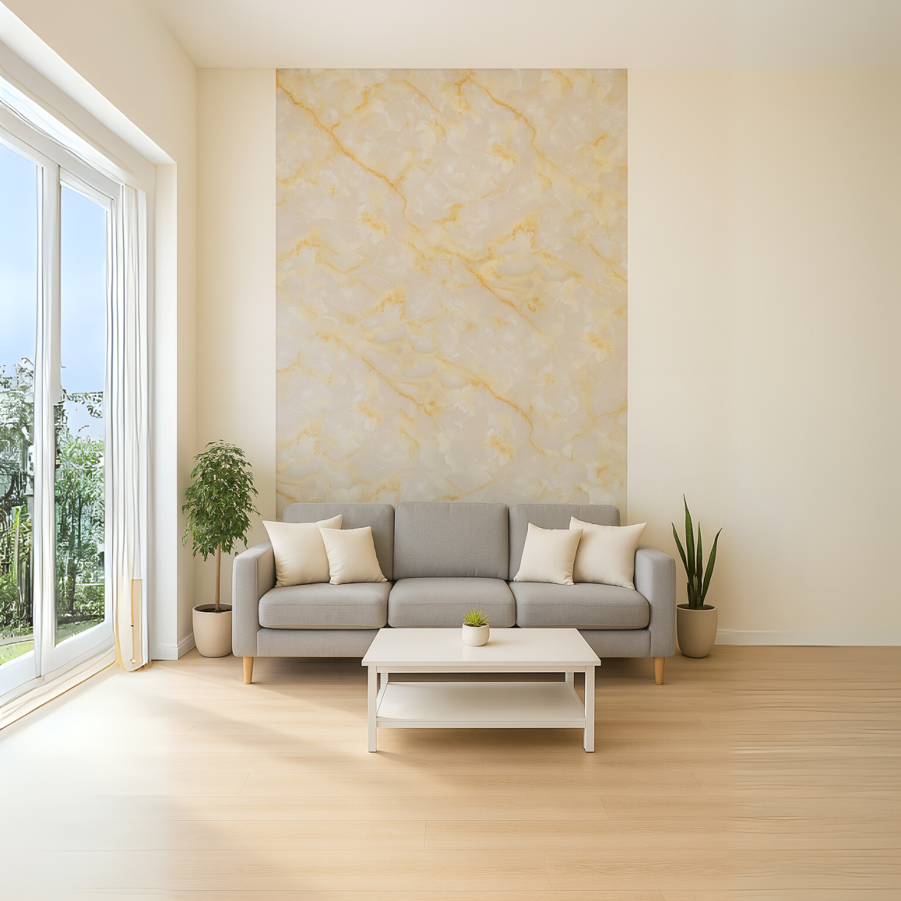 Lamina Decorativa PVC Amarilla Veta Gris
