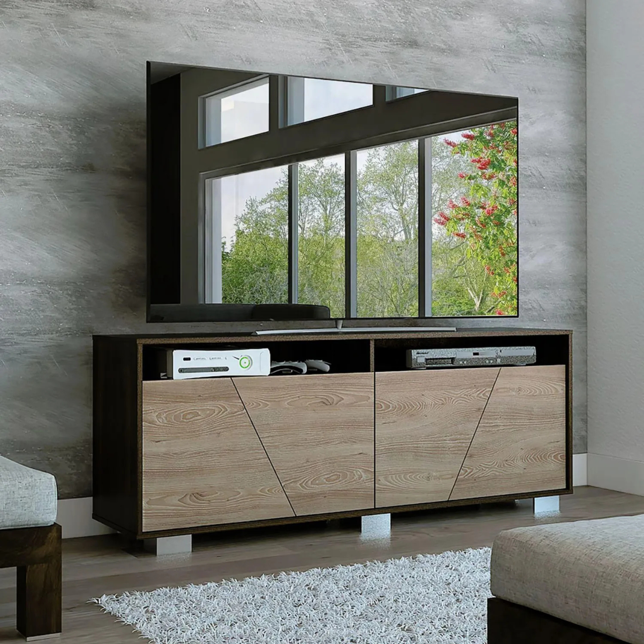 RACK PARA TV FRAKTAL (1C) MIEL + NOGAL E