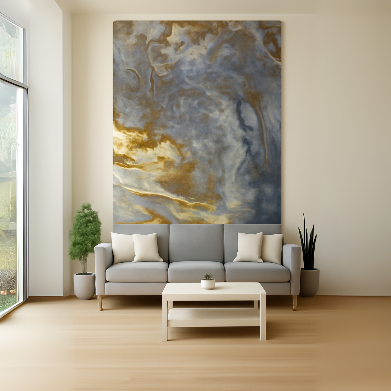 LAMINA DECORATIVA PVC MARMOL AZUL NARANJA
