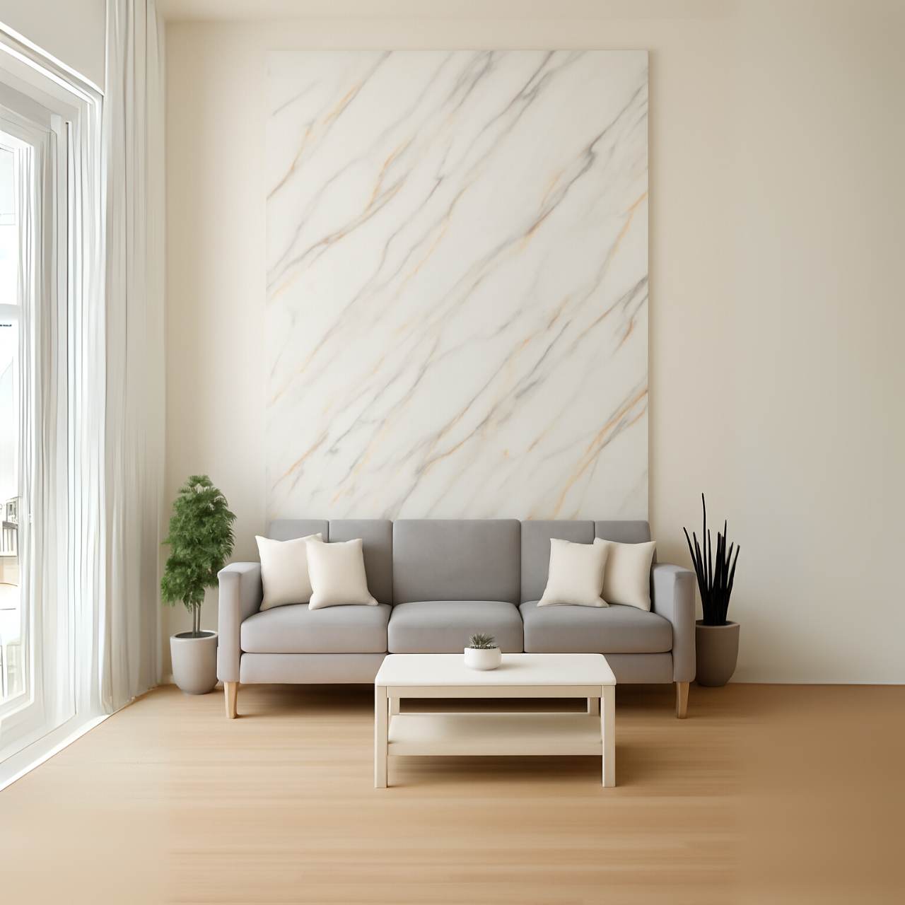 LAMINA DECORATIVA PVC BLANCO VETAS GRIS AMARILLAS