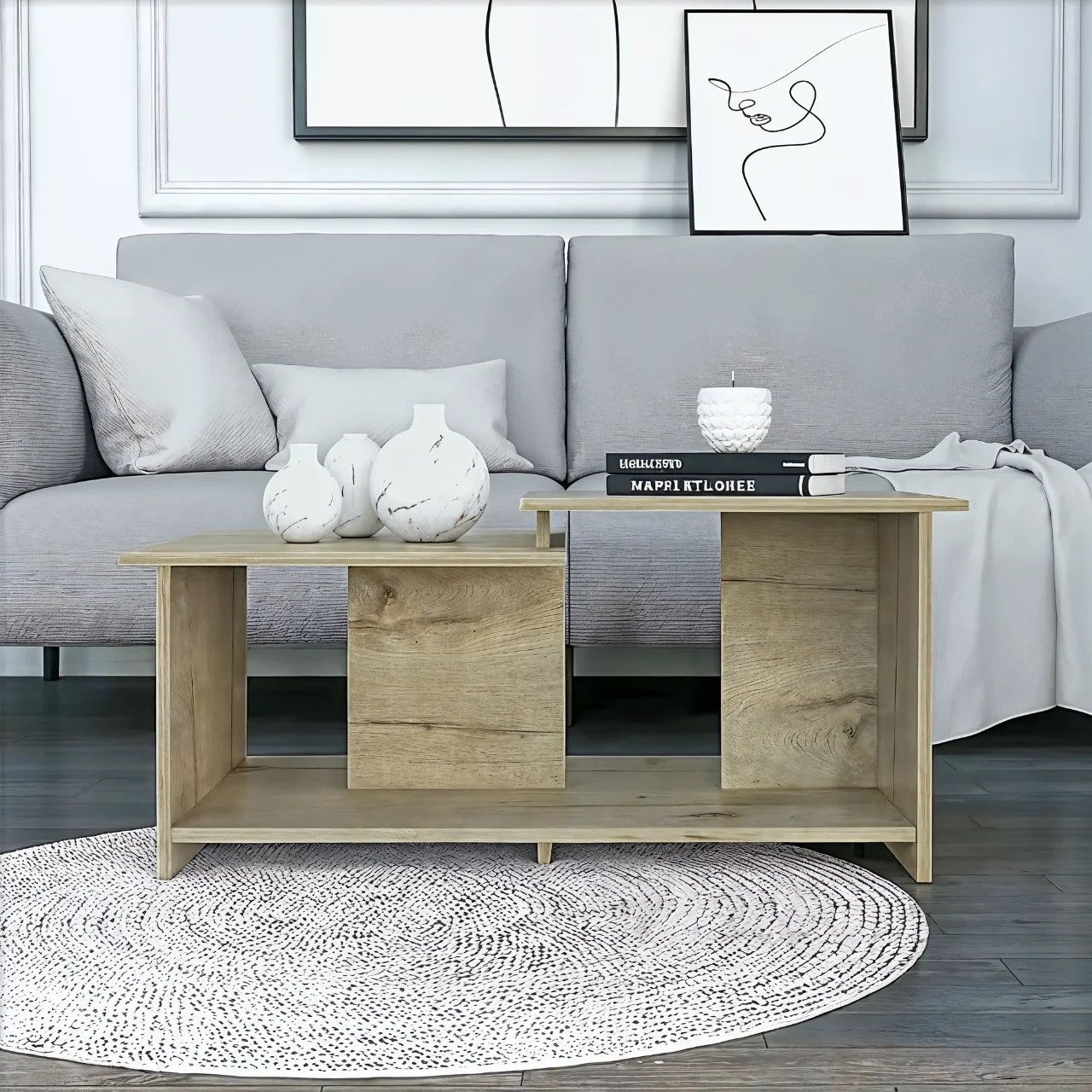 MESA DE CENTRO MODERNA WEMA MACADAMIA