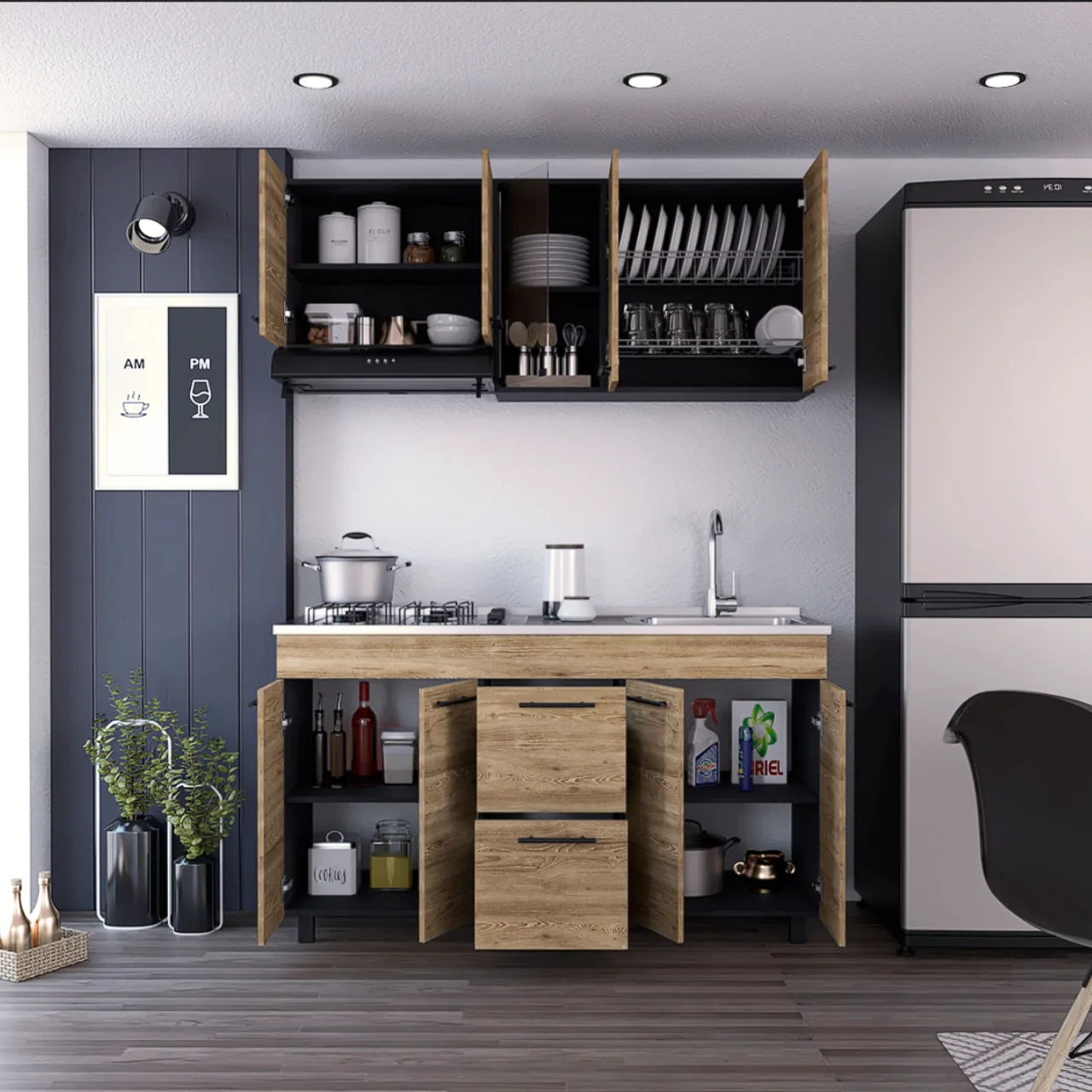 MUEBLE DE COCINA MODERNA LUNA WENGUE