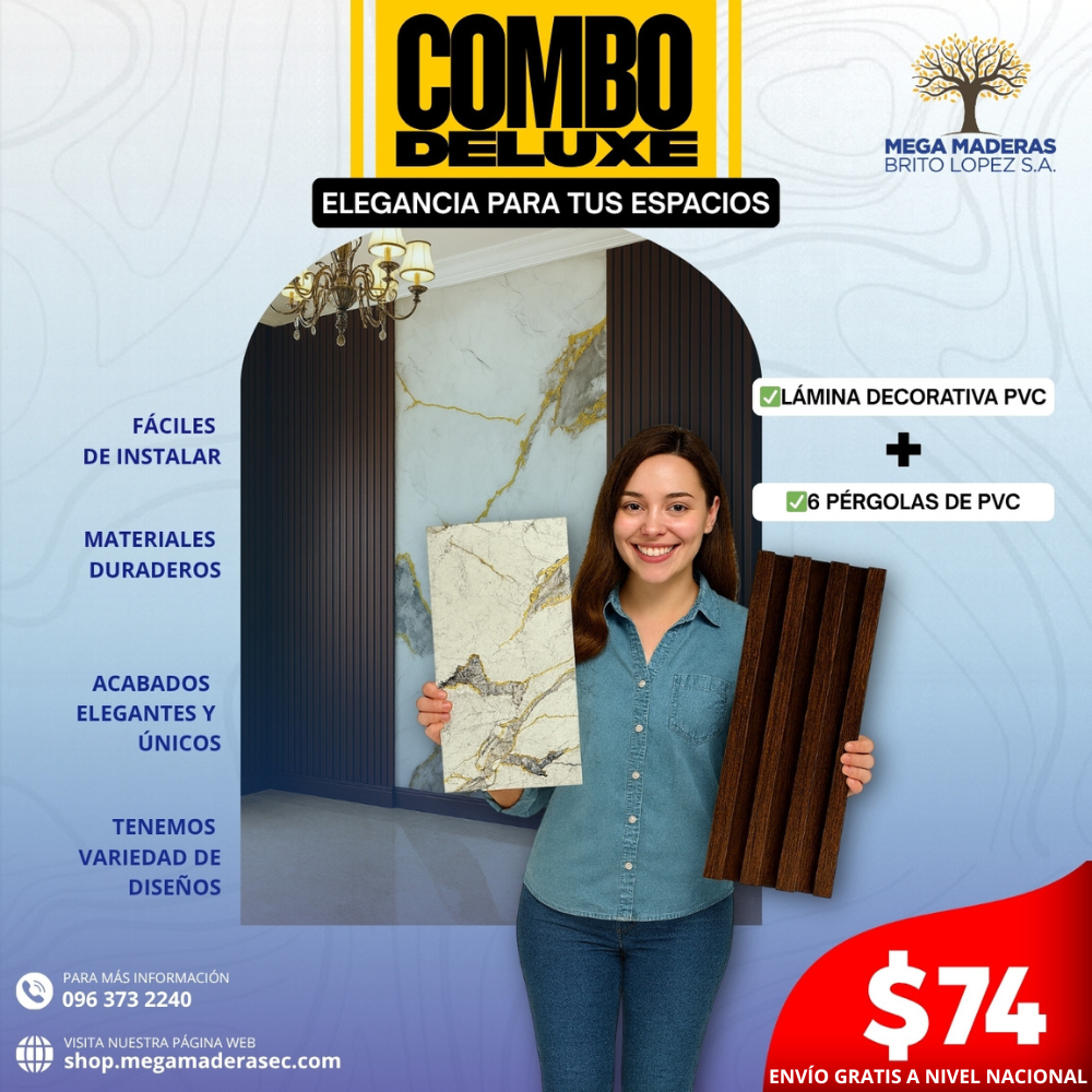 Combo DELUXE PLUS: lámina PVC + 6 WallPanels