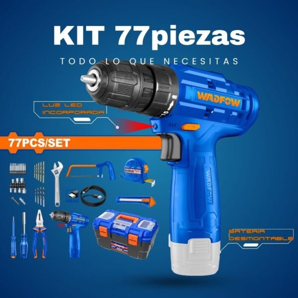 KIT TALADRO 77 PIEZAS WADFOW