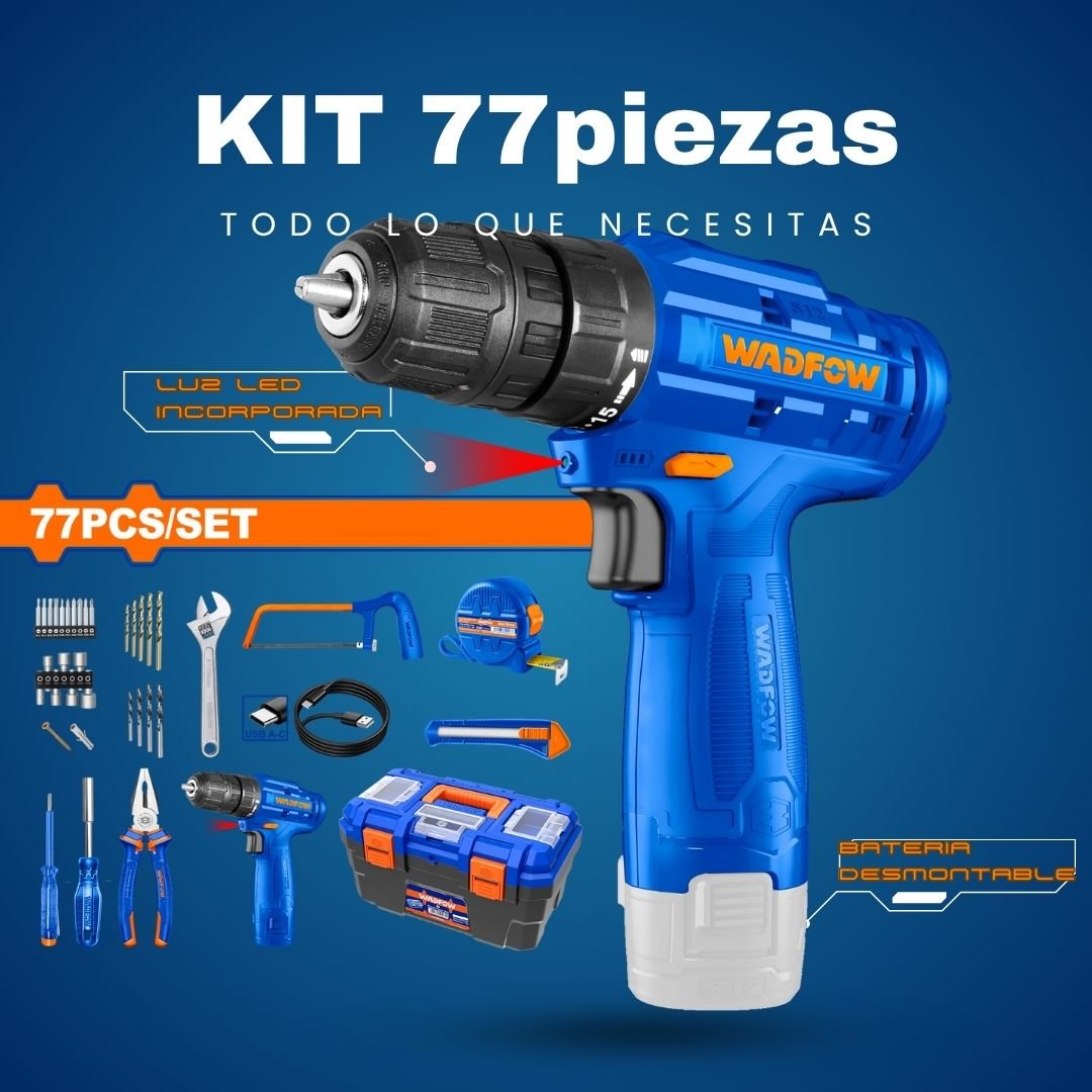KIT TALADRO 77 PIEZAS WADFOW