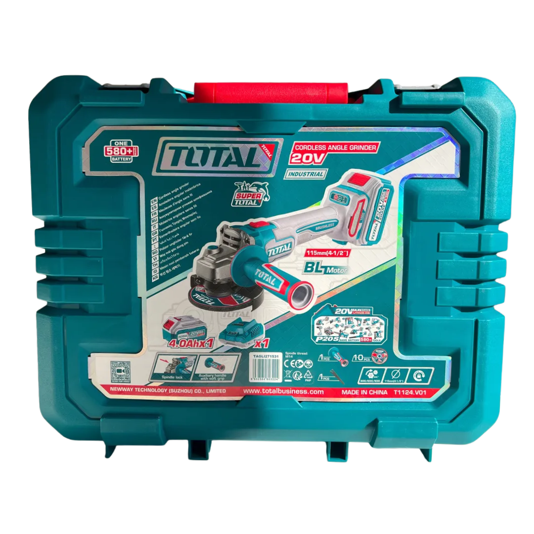 MOLADORA ANG.ING.INAL.20V 4/12INC.2BAT+CARGADOR TOTAL