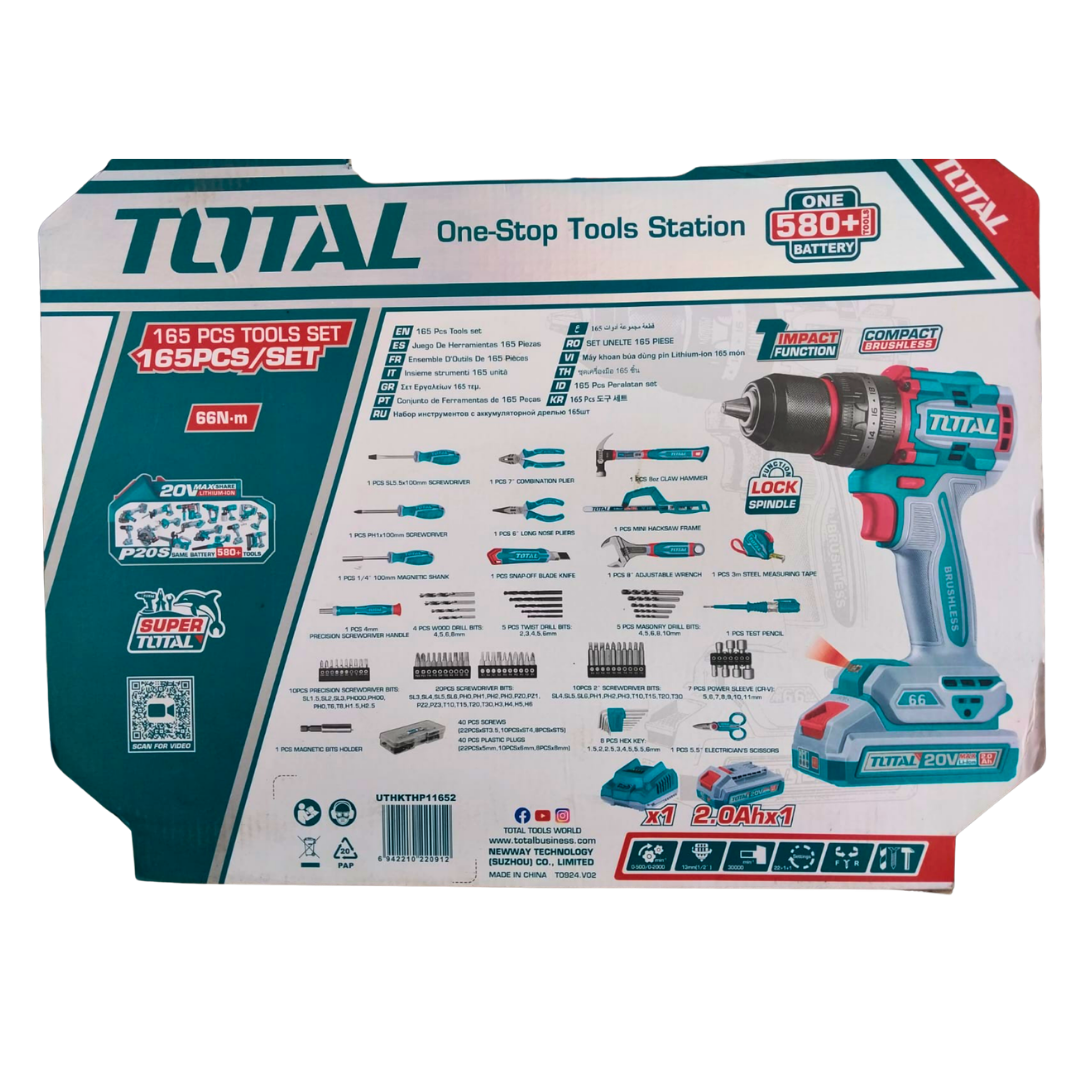 TALADRO IMPACTO C/HERR MANUALES 165 PCS 20V S/TOTAL