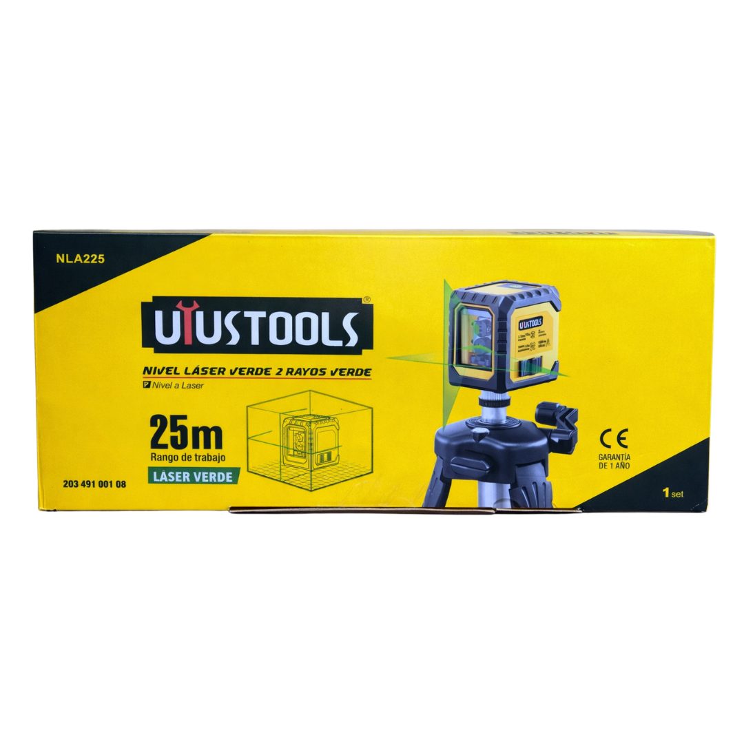 NIVEL LASER VERDE 2 RAYOS 25M +-3MM/10 M UYUSTOOLS