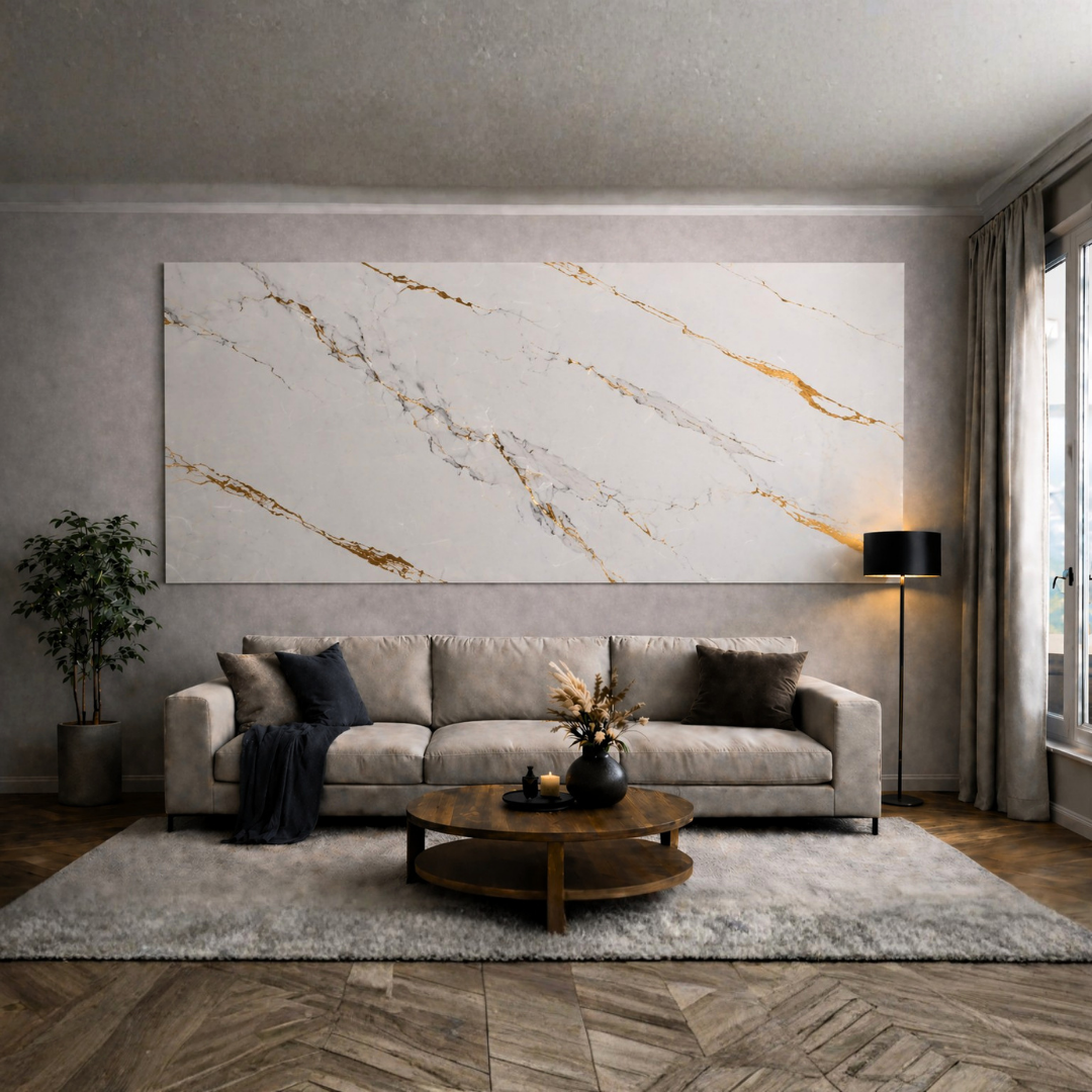 LAMINA PVC BLANCO NUBE VETA DORADA - Image 2