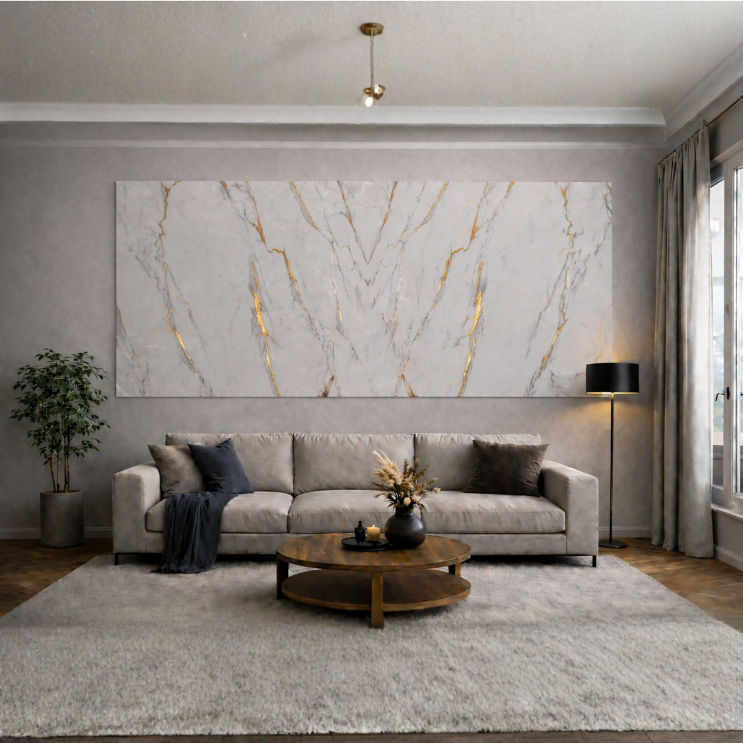 LAMINA PVC BLANCO VETAS AUREA GRIS/DORADA - Image 2